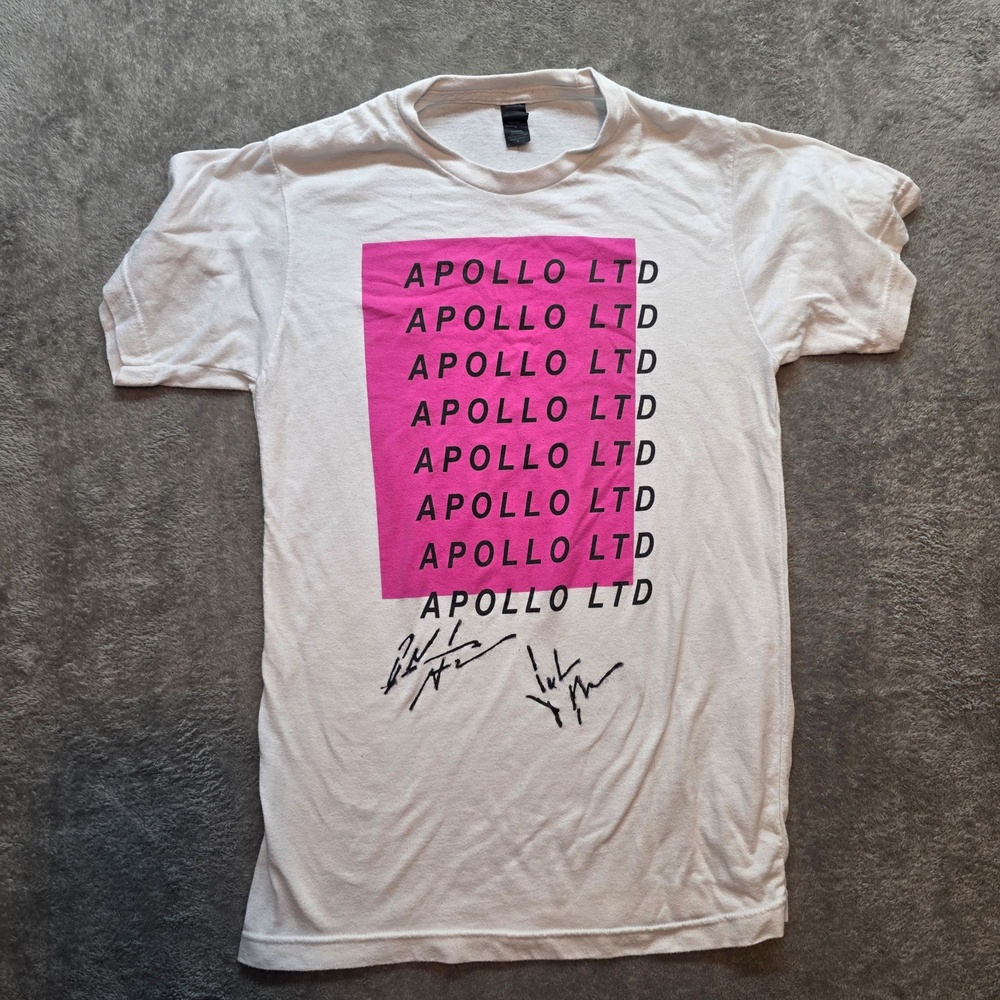 Apollo LTD Shirt Mens S White Pink Logo Band Graphic T-Shirt
